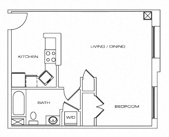 Floor plan for studio, 1 bath, 561 sqft